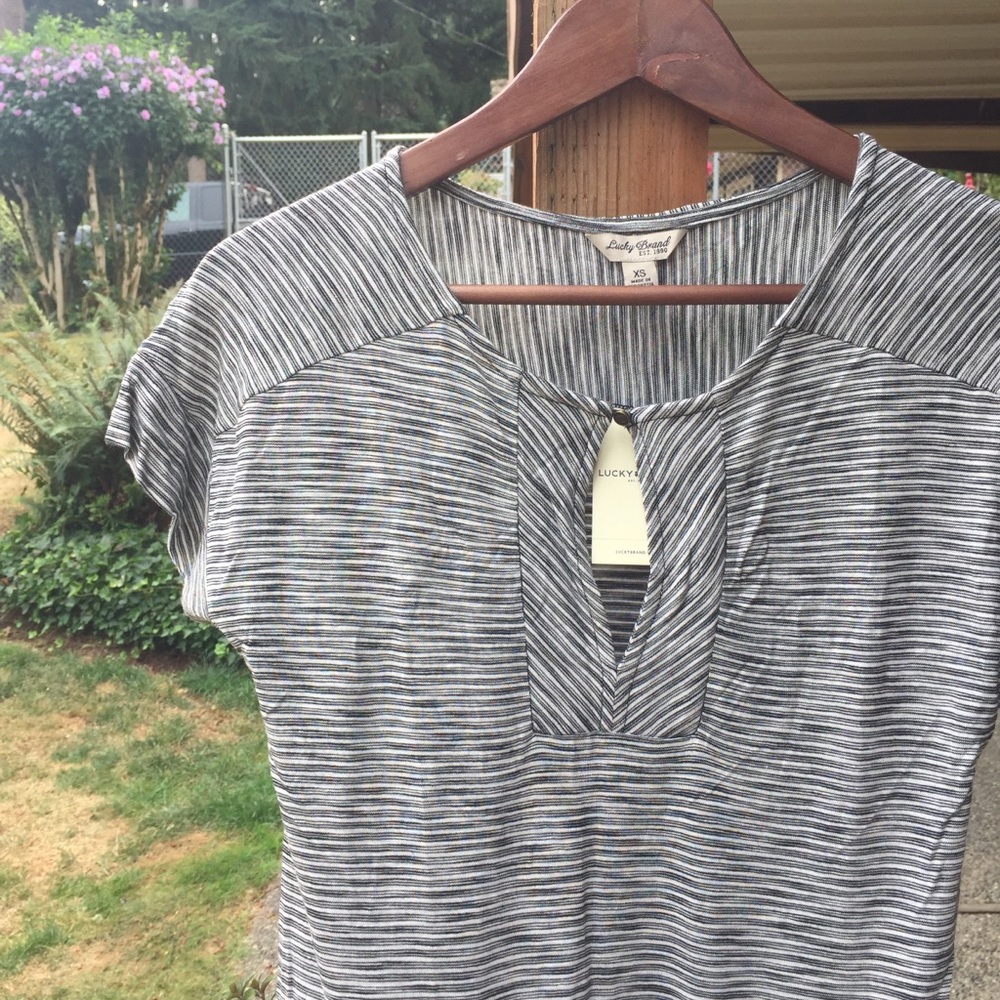 Lucky Brand stripe jersey knee summer dress XS